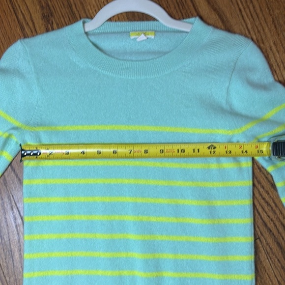 NWOT Women’s J. Crew striped cashmere crew neck sweater. XS. Light blue/yellow - Picture 4 of 4